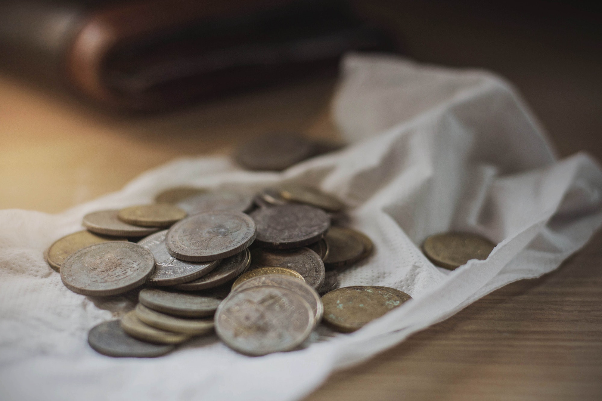 Coins on a paper